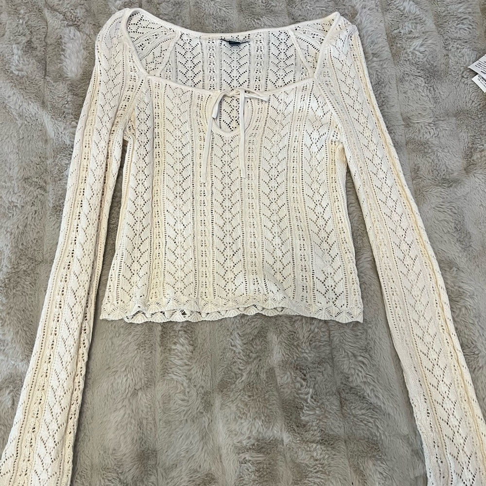 American Eagle Outfitters Cream Knit Top